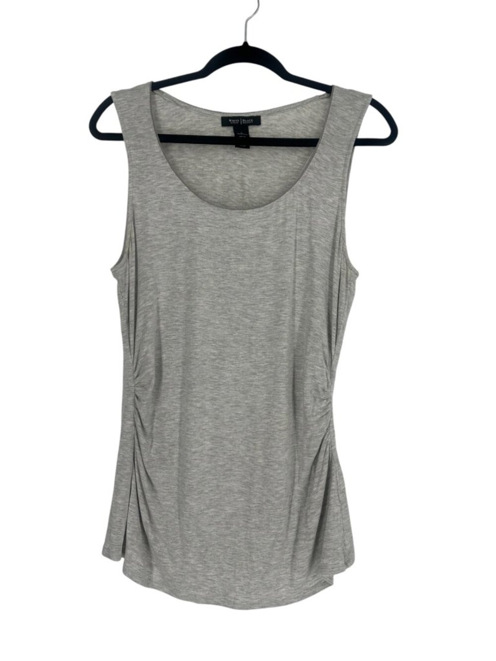 White House Black Market Gray Ruched Side Tank Top Large Soft Rayon
